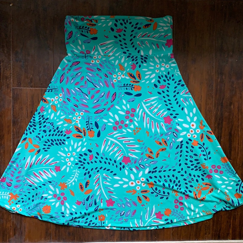 LulaRoe Azure Skirt Slinky Floral Tropical Pattern